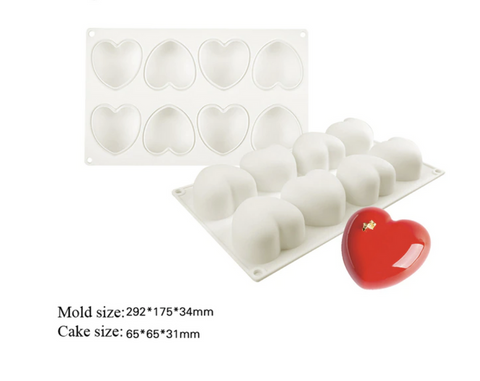 MOLDE DE SILICONA CORAZONES  30X17 CM 6 CORAZONES